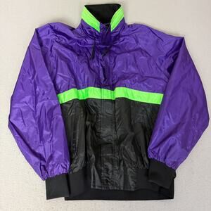 Vintage MAYA Colorblock Nylon Windbreaker Jacket Purple Green Black Size L